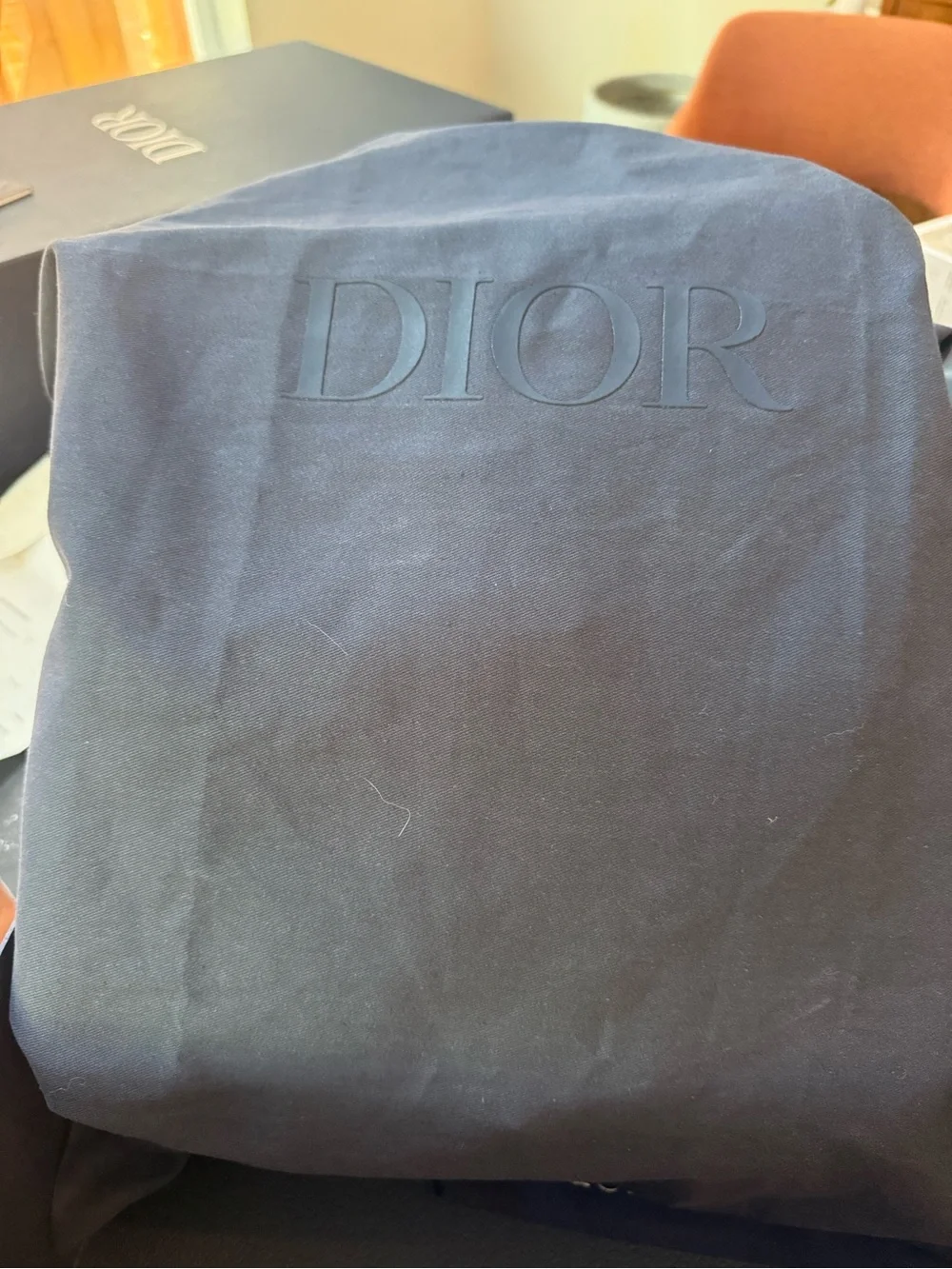 Dior Navy and White Oblique Monogram Backpack with Black Leather Trim